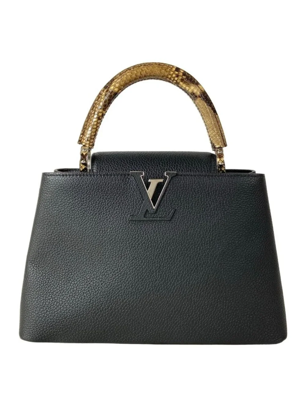 Louis Vuitton Handbag Capucines MM Noir Leather Cowhide